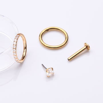 Detail View 1 of 3 Pcs of Assorted Everyday Golden Sparkle Gem Stud & Clicker Package